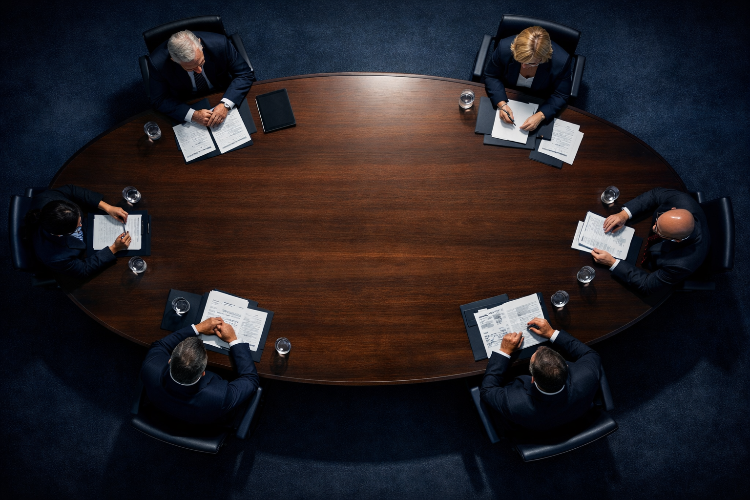 Executive boardroom — high-stakes environment